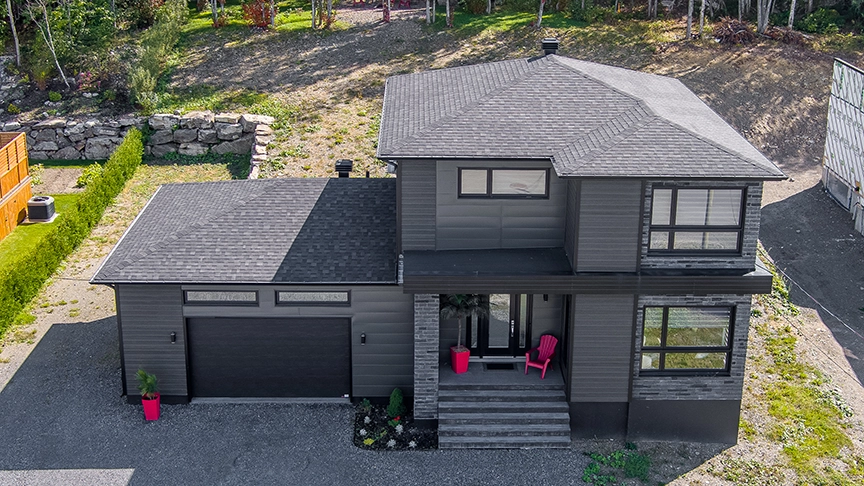 Photo immobilière aérienne d’une maison dans le Kamouraska, Québec