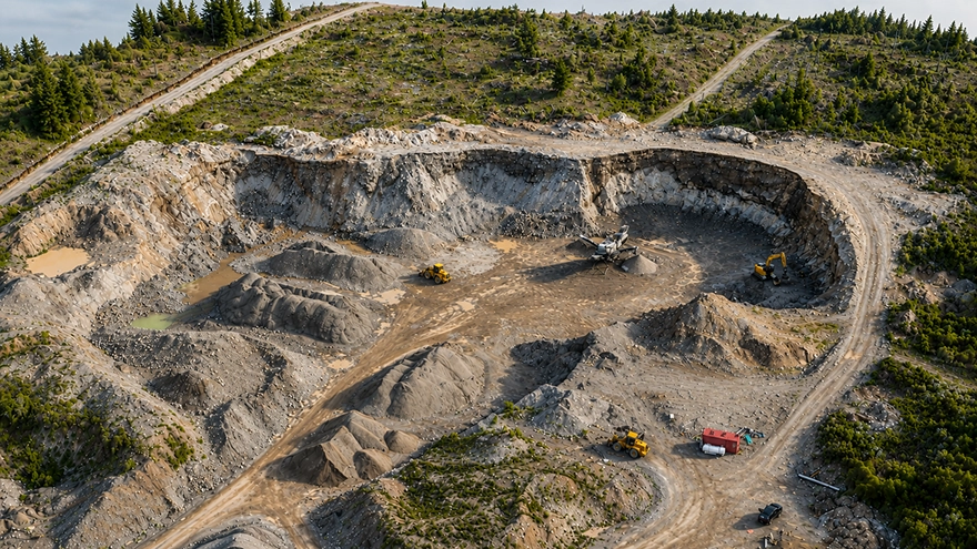 Modèle 3D photogrammétrique d'une carrière du Bas-Saint-Laurent généré à partir d'un relevé drone géoréférencé.