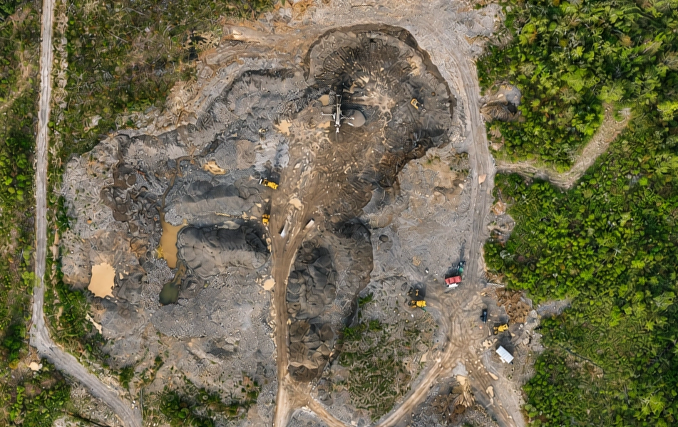 Orthomosaïque géoréférencée réalisée par drone pour le calcul de volumes, le suivi de chantier et l'analyse de terrain au Québec.